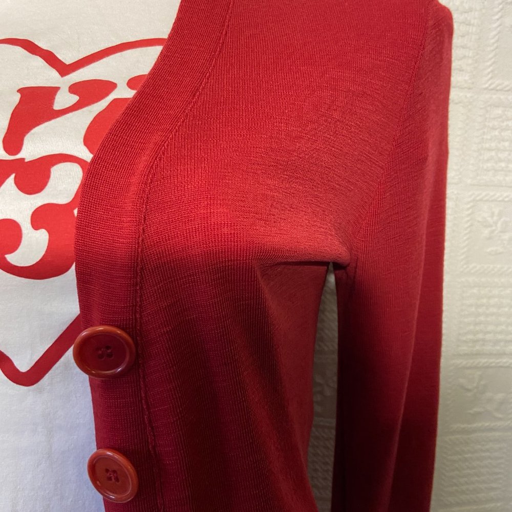 Country Road 100 % merino wool ,deep red ,gently preloved ,medium (12) cardigan - Picture 2 of 10